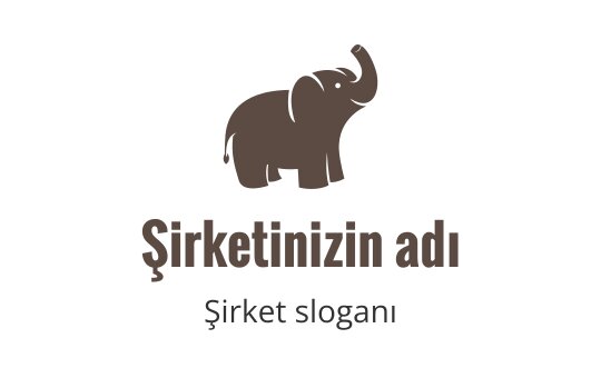 Modern tipografi ile kahverengi neşeli fil logo tasarımı