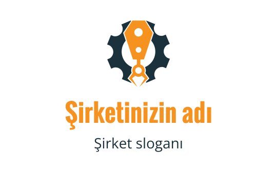 Turuncu ve mavi renklerde dişli ve kalem ucu içeren yaratıcı logo tasarımı