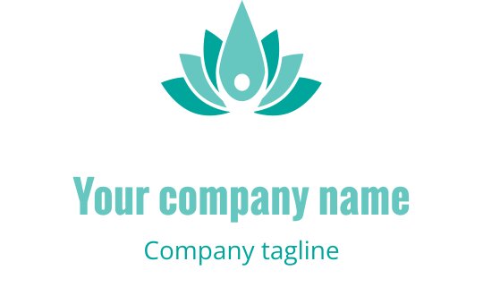 Yuvarlak yapraklara sahip şık teal lotus çiçeği logo tasarımı