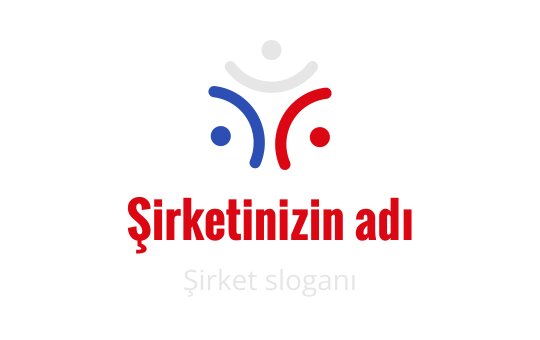 Kırmızı, mavi ve beyaz renklerde soyut figürler içeren renkli logo tasarımı