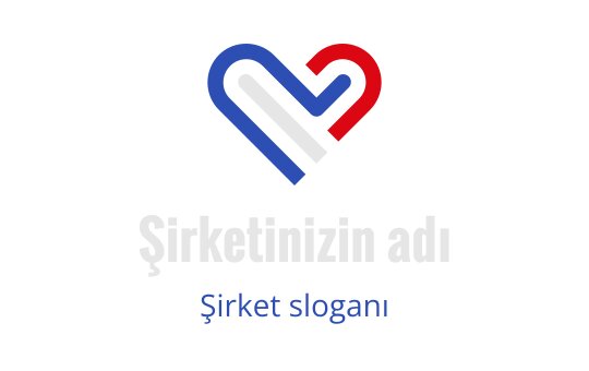 Kırmızı, mavi ve beyaz unsurlar içeren modern kalp logo tasarımı