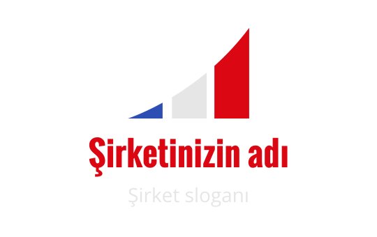 Kırmızı, beyaz ve mavi renklerde yükselen çubuk grafiği içeren modern logo tasarımı
