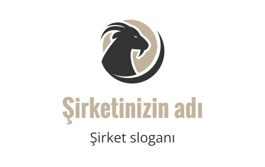 Siyah ve bej dairesel arka planda cesur keçi başı logo tasarımı