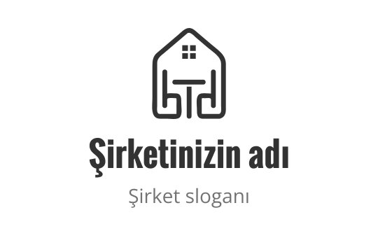 Modern ev logo tasarımı, stilize harfler ve çatı kontürü ile