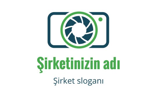 Yeşil mercek ve mavi detaylar içeren modern kamera logo tasarımı
