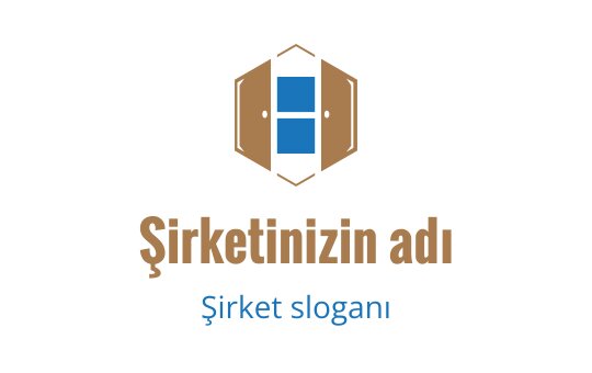 Mavi detaylara sahip stilize kapı ile modern logo tasarımı
