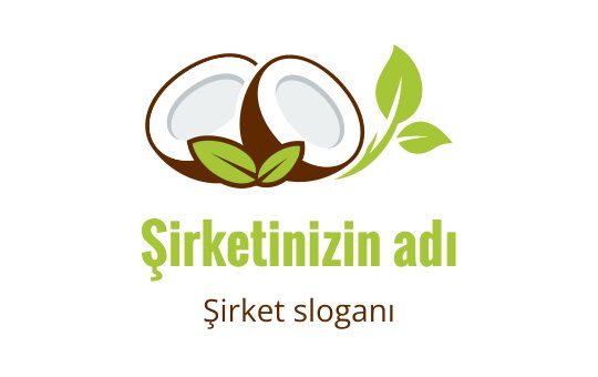 Yeşil yapraklar ve kahverengi detaylarla hindistancevizi logo tasarımı
