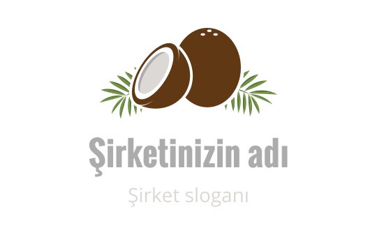 Yeşil yapraklar ve kahverengi renk paletiyle hindistancevizi logo tasarımı