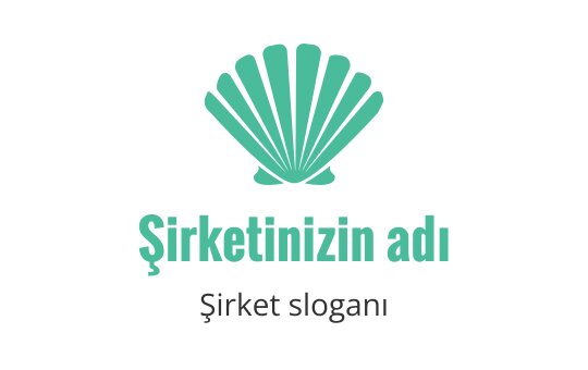 Şık hatlar ve kıvrımlarla tasarlanmış teal deniz kabuğu logosu