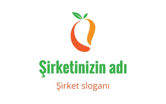 Modern turuncu ve yeşil meyve logo tasarımı, yaprak vurgusu ile