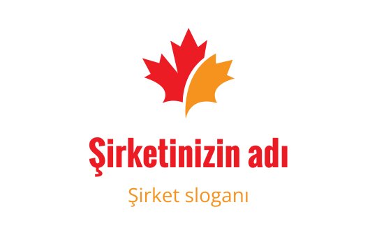 Kırmızı ve turuncu unsurlarla renkli akçaağaç yaprağı logo tasarımı