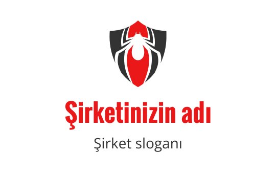 Kırmızı ve siyah kalkan arka planlı cesur örümcek logo tasarımı