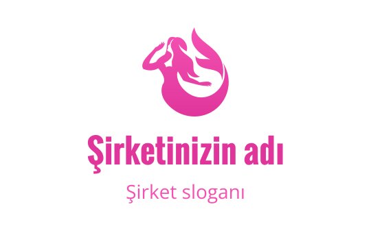 Akıcı saç ve kuyruğa sahip şık pembe denizkızı logo tasarımı
