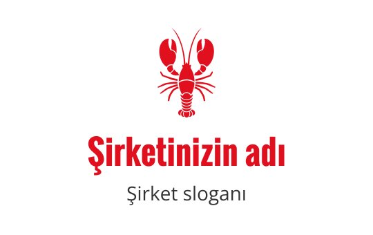 Kırmızı langusta logo tasarımı, stilize edilmiş pençeler ve metin ile