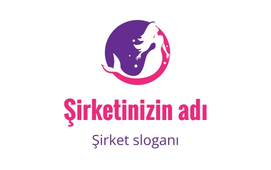 Mor ve pembe dairesel kompozisyonda şık denizkızı logo tasarımı