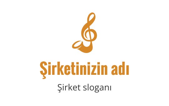Şık müzik logo tasarımı, sol anahtar ve trompet içeriyor