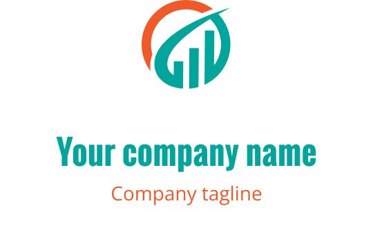 Modern logo tasarımı, mercan ve teal geometrik şekiller içeriyor