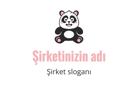 Arkadaşça bir ifadeye ve pembe detaylara sahip eğlenceli panda logo tasarımı