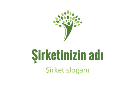 Modern yeşil ağaç logo tasarımı, stilize edilmiş gövde ve yapraklarla