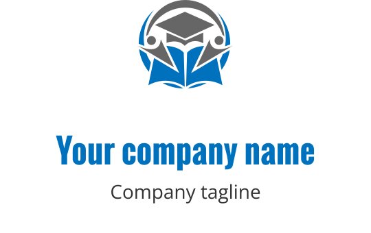 Açık bir kitabın üzerinde mezuniyet kepi bulunan modern logo tasarımı