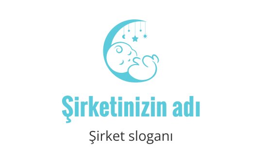 Uyuyan bebek ve hilal ay içeren yumuşak mavi logo tasarımı