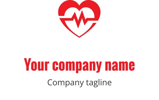 Dinamik bir nabız çizgisiyle cesur kırmızı kalp logo tasarımı