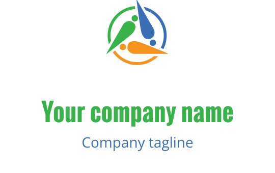 Limon, turkuaz ve turuncu renklerde iç içe geçmiş figürler içeren renkli logo tasarımı