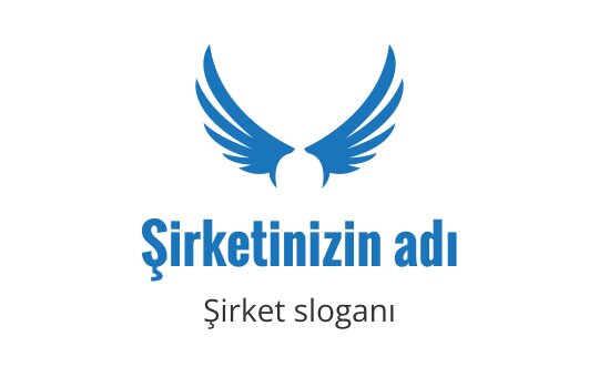 Şık logo tasarımı, kalın metnin üzerinde mavi kanatlar içeriyor