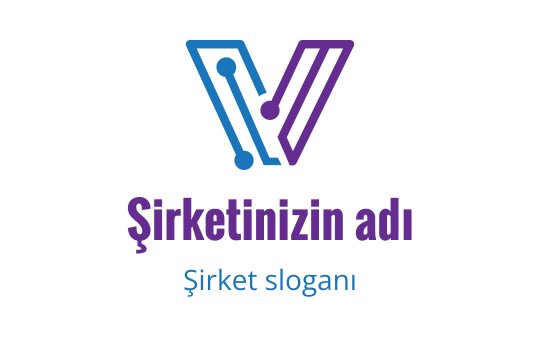 Mavi ve mor renklerde stilize edilmiş V harfi içeren modern geometrik logo tasarımı