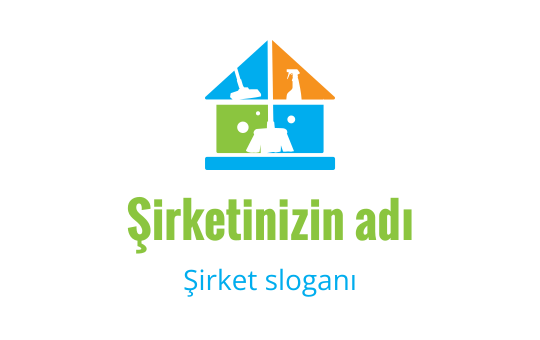 Mavi, yeşil ve turuncu renklerde aletlerle renkli ev logo tasarımı