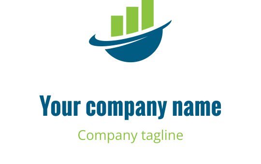 Yeşil çubuklar ve mavi küre unsuru içeren modern logo tasarımı