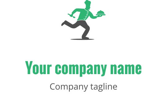 Koşan bir figür ile tepsi ve şapka içeren dinamik logo tasarımı