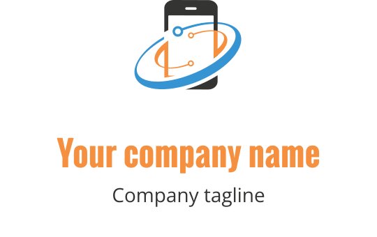 Akıllı telefon ve yörüngedeki çizgilerle modern logo tasarımı