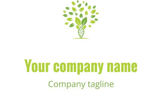 Yuvarlak yapraklara ve stilize bir gövdeye sahip modern yeşil ağaç logo tasarımı