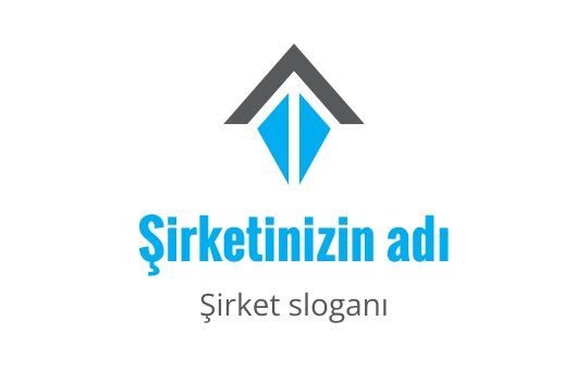Mavi geometrik şekil ve gri üçgen içeren modern logo tasarımı
