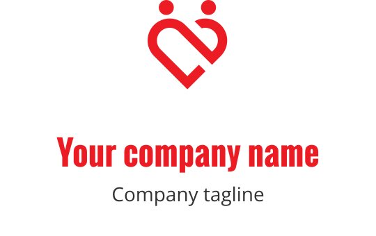 Kırmızı ve siyah iki figürle kalp şeklinde logo tasarımı