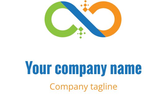 Canlı turuncu, lime ve teal renkleriyle sonsuzluk logo tasarımı