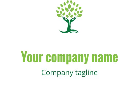 Yeşil yapraklı ve kıvrımlı gövdeye sahip modern ağaç logo tasarımı