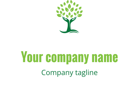 Yeşil yapraklı ve kıvrımlı gövdeye sahip modern ağaç logo tasarımı