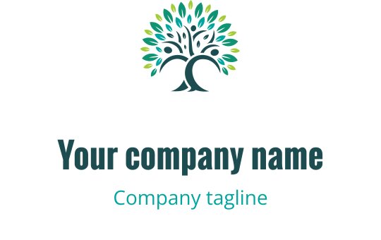 Canlı yeşil yapraklara ve sağlam bir gövdeye sahip modern ağaç logo tasarımı