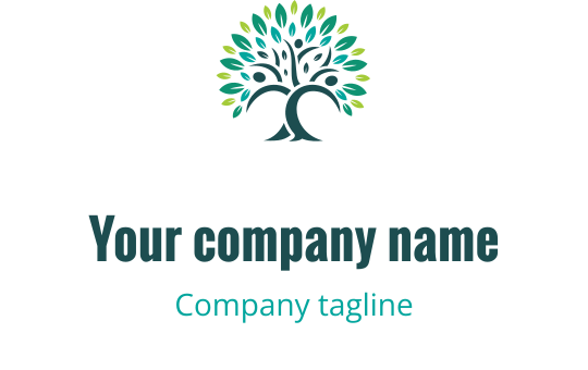 Canlı yeşil yapraklara ve sağlam bir gövdeye sahip modern ağaç logo tasarımı