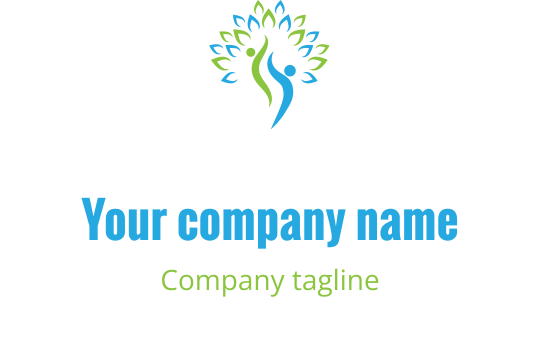 İnsan figürleri ve yeşil yapraklar içeren canlı logo tasarımı