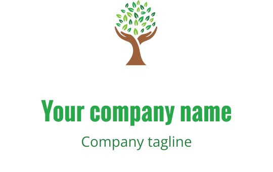 Yeşil yapraklı ağaç ve eller içeren modern logo tasarımı