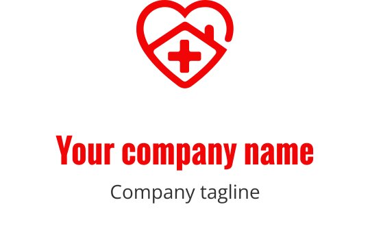 Kırmızı bir tıbbi haç içeren kalp şeklinde logo tasarımı