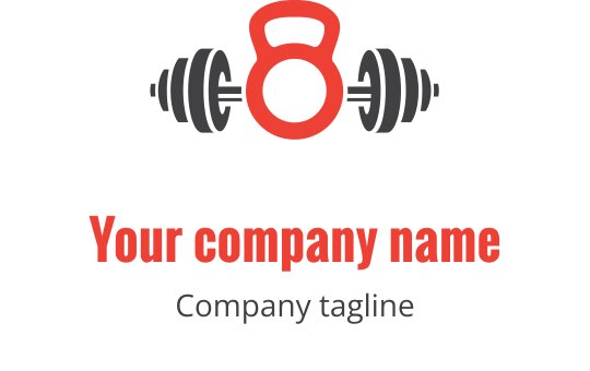 Kırmızı ve siyah ağırlıklarla cesur kettlebell logo tasarımı