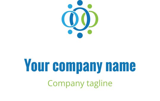 Mavi ve yeşil tonlarında modern iç içe geçmiş daireler logo tasarımı