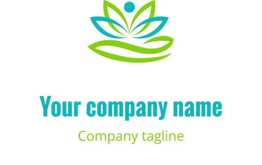 Yeşil ve mavi tonlarında modern lotus çiçeği logo tasarımı