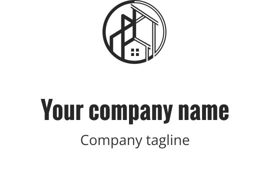 Soyut bina şekilleriyle dairesel bir çerçeveye sahip modern logo tasarımı