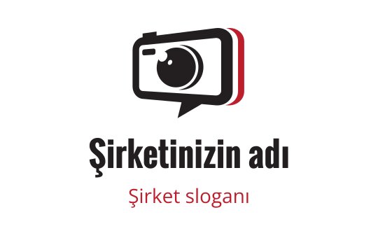 Modern kamera logo tasarımı, konuşma balonu ve kalın tipografi ile