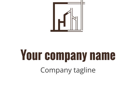 Kahverengi geometrik bir bina silueti içeren modern logo tasarımı